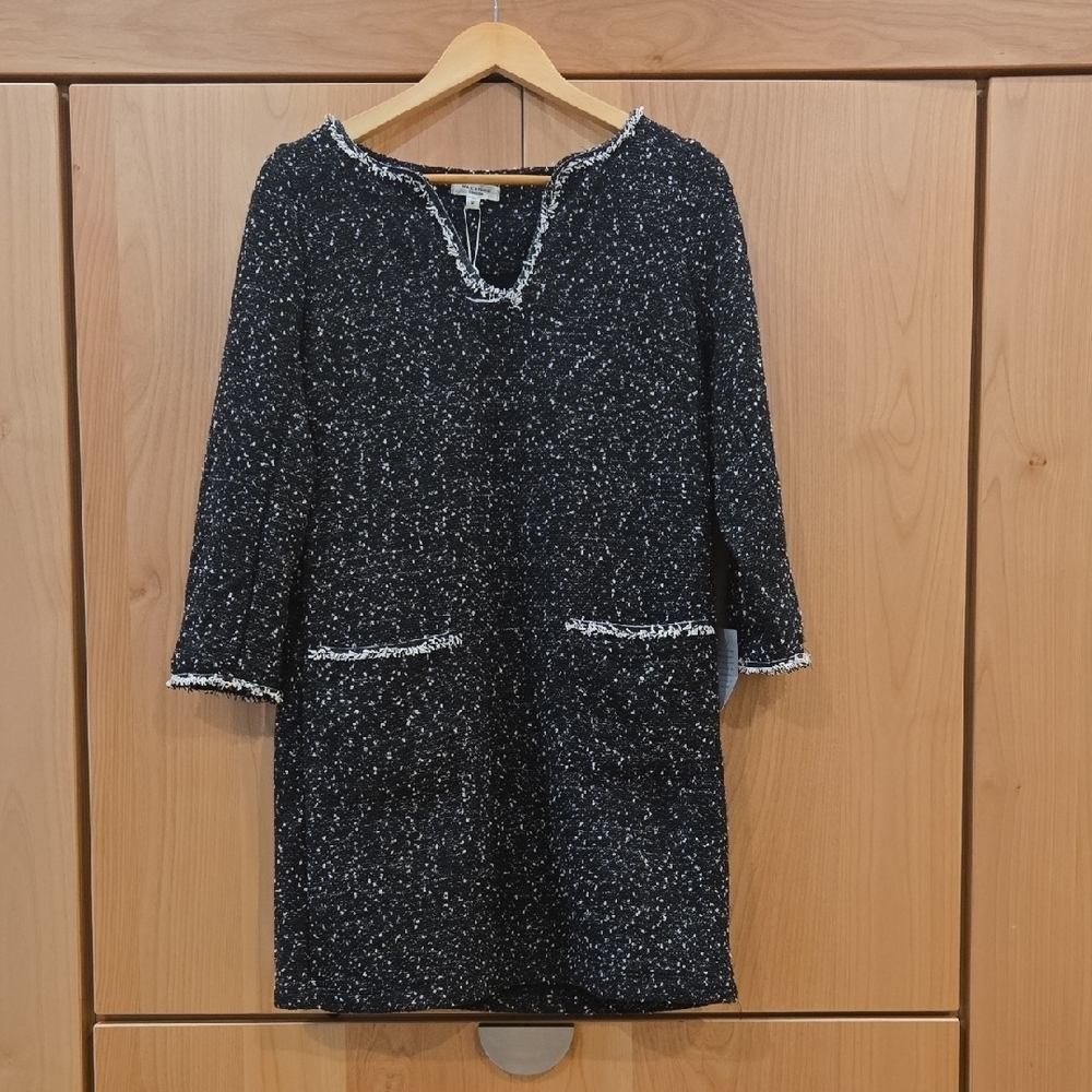 Max Studio Black & White Tunic, Tweed-like, Comfy, NWT, M, Quiet Luxury Look IYK